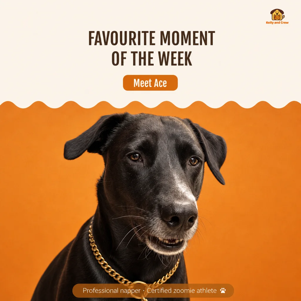 A post titled Favourite Moment of the Week, showing a black dog called Ace