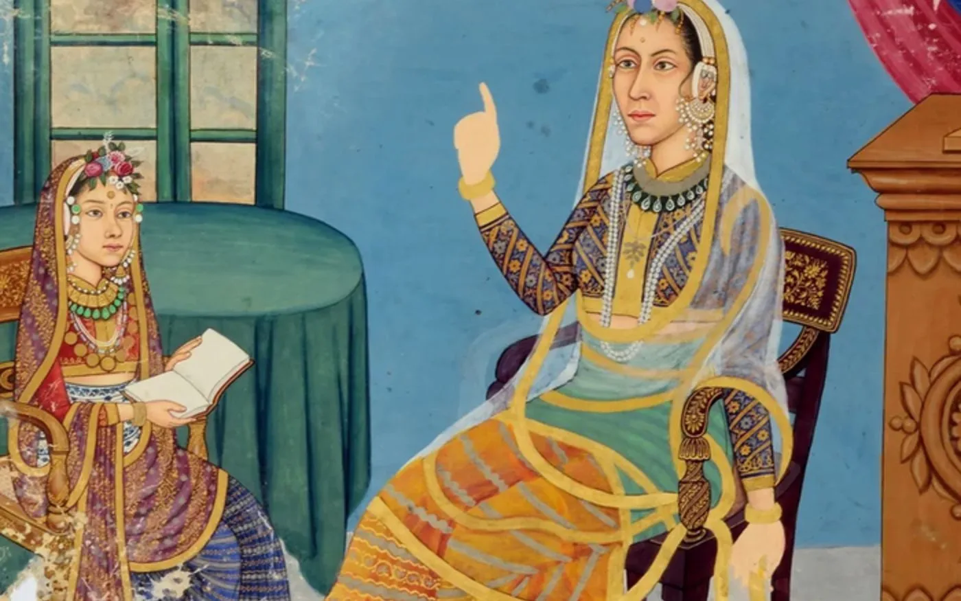 The eighteenth-century family painting of a mother and daughter that the motif language came from